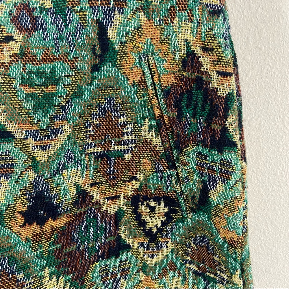 Zara Basic Tapestry Print High Waist Side Zip Wool Blend Mini Shorts Sz M NWT - Picture 2 of 9